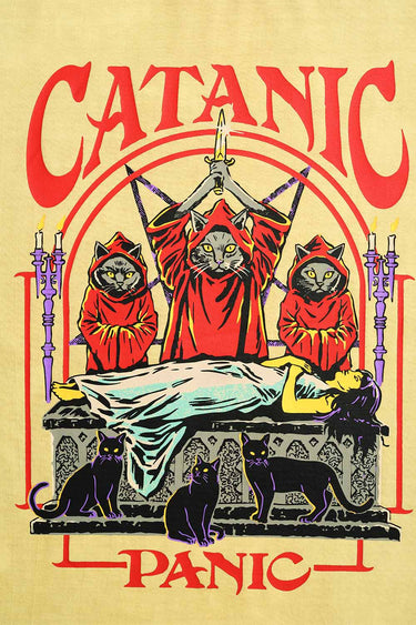 Catanic Beige Oversized T-Shirt - BonkersCorner