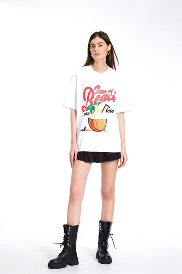 White Son Of A Beach Oversized T-shirt - BonkersCorner