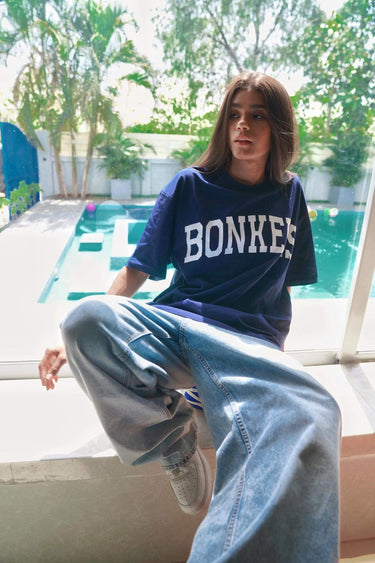 Navy Blue Signature Oversized  T-shirt - BonkersCorner