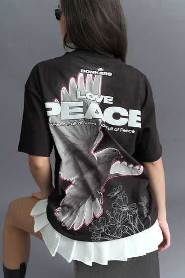 Signature Love And Peace Premium Oversized T-shirt - BonkersCorner