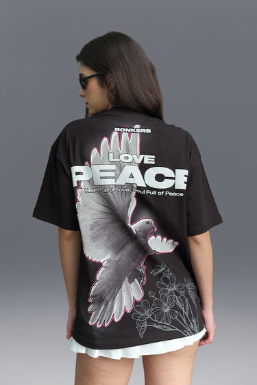 Signature Love And Peace Premium Oversized T-shirt - BonkersCorner