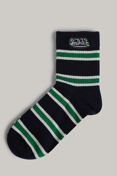 Von Dutch Heritage Stripe Socks with colorful striped pattern and logo detail, designed for casual wear and comfort.