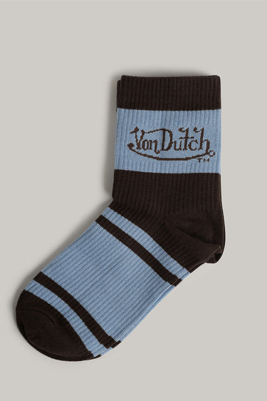 Von Dutch Rodeo Block Socks featuring bold red and black design, soft cotton blend, and branded logo details.