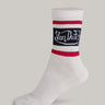 Pair of vintage Von Dutch sport socks with bold logo and colorful design, perfect for casual athletic wear.