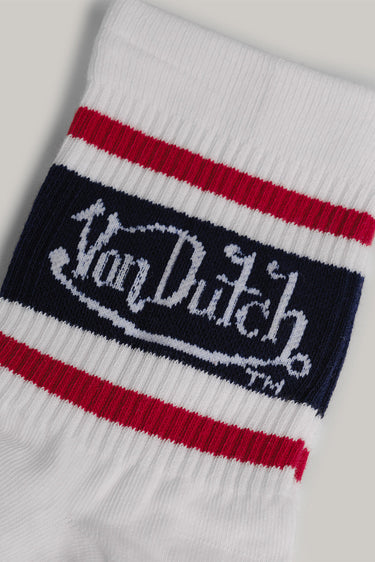 Vintage Von Dutch sport socks with bold logo and colorful design, ideal for casual and athletic wear.