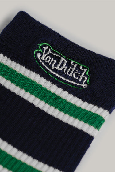 Bonkerscorner UAE Von Dutch Heritage Stripe Socks featuring colorful striped pattern and logo detail on soft fabric.