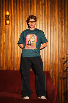 Talk To Your Cat Green Oversized T-Shirt - BonkersCorner