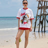 Oversized Costa Rica postcard T-shirt by Bonkers Corner featuring tropical island design and casual fit.