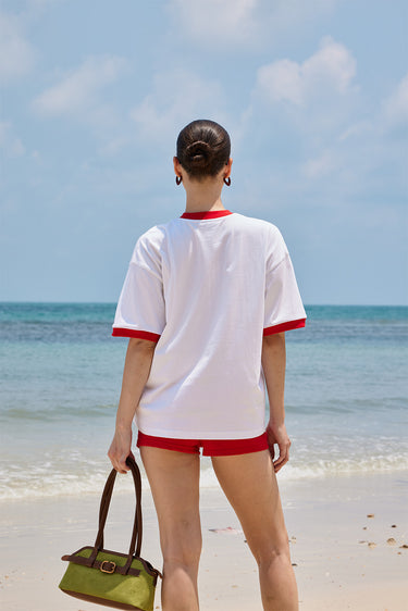 Oversized Costa Rica postcard T-shirt by Bonkers Corner featuring vibrant tropical island graphic and relaxed fit.