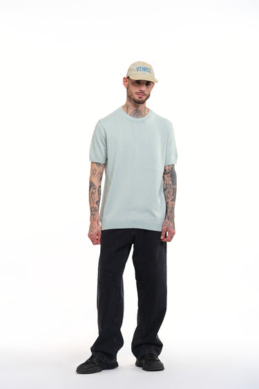 Pastel Green Knit Round Neck T-shirt - BonkersCorner