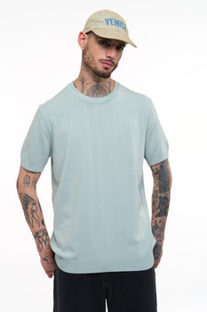 Pastel Green Knit Round Neck T-shirt - BonkersCorner