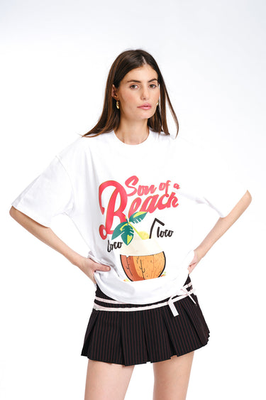 White Son Of A Beach Oversized T-shirt - BonkersCorner