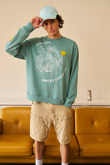 Smiley Originals Chenille Patch Sleeves Sweatshirt - BonkersCorner