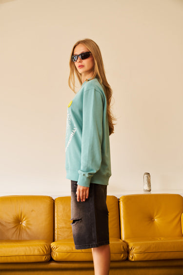 Smiley Originals Chenille Patch Sleeves Sweatshirt - BonkersCorner