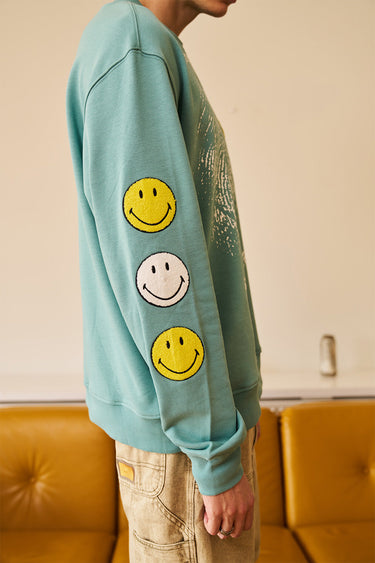 Smiley Originals Chenille Patch Sleeves Sweatshirt - BonkersCorner
