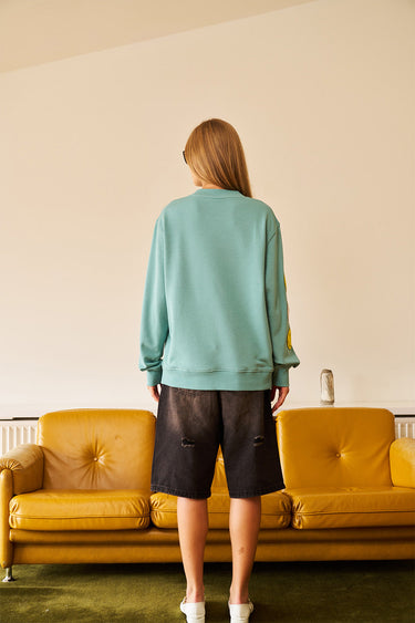 Smiley Originals Chenille Patch Sleeves Sweatshirt - BonkersCorner