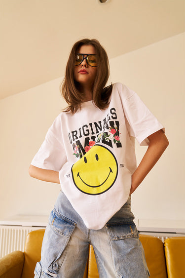 Smiley Originals Floral Oversized T-shirt - BonkersCorner