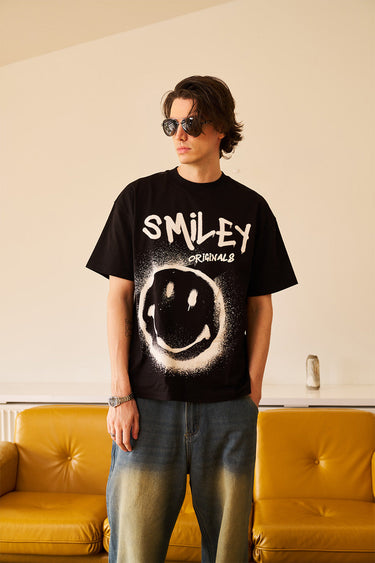 Spray Paint Smiley Oversized T-shirt - BonkersCorner