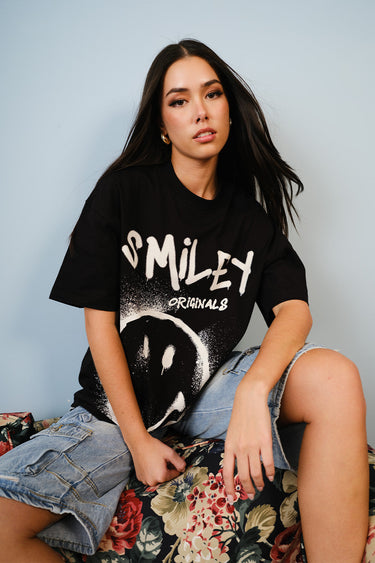 Spray Paint Smiley Oversized T-shirt - BonkersCorner