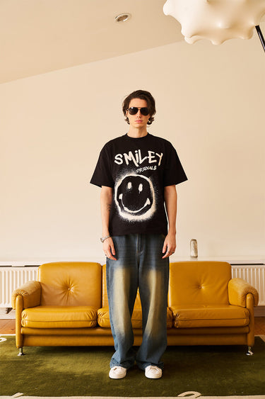 Spray Paint Smiley Oversized T-shirt - BonkersCorner