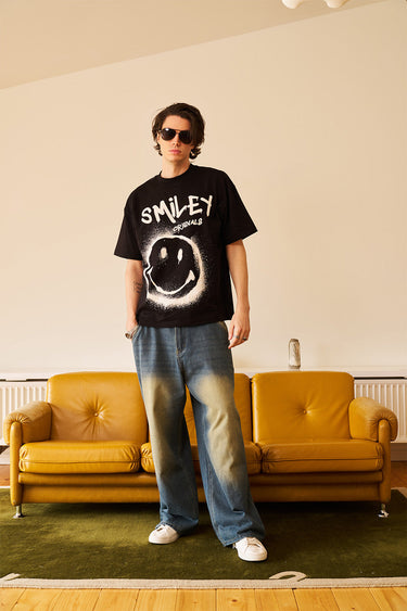 Spray Paint Smiley Oversized T-shirt - BonkersCorner