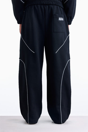 Bonkerscorner UAE Pitlane Straight Track Pants in black, featuring sporty design and comfortable fit for active wear.