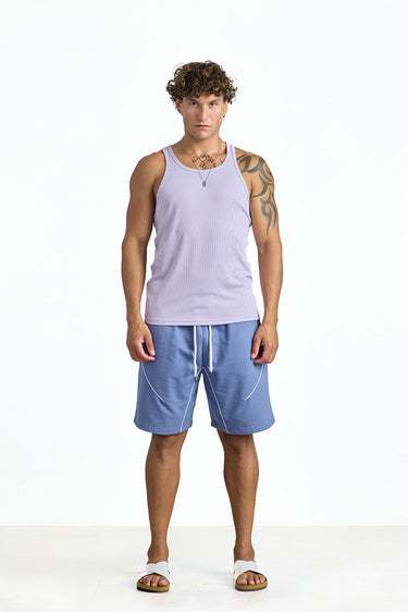 Blue Motionline shorts by Bonkerscorner UAE with a sleek design, displayed on a mannequin.