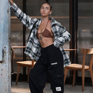 Black Heavyweight Cargo Pants With Pockets - BonkersCorner