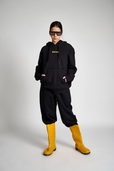 Black Signature Oversized Heavyweight Hoodie (Fleece) - BonkersCorner