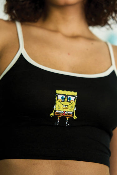 Black SpongeBob Cami Crop Top - BonkersCorner