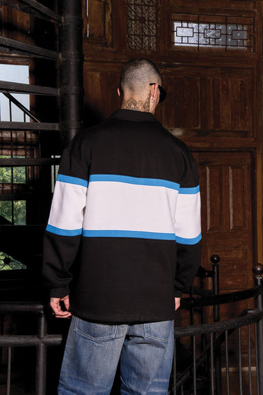 Bonkers Corner Ace full sleeves heavy weight polo shirt in dark color, showcasing its classic design and durable fabric.