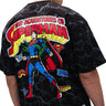 Black oversized T-shirt from Bonkers Corner with comic-inspired graphic design, casual fit, and bold style.