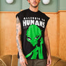 Bonkers Corner oversized tank top with "Allergic To Humans" printed, featuring a relaxed fit and casual style.