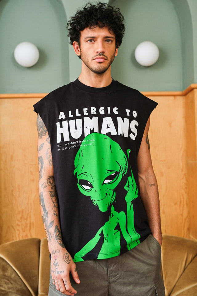 Allergic To Humans Oversized Tank for Men