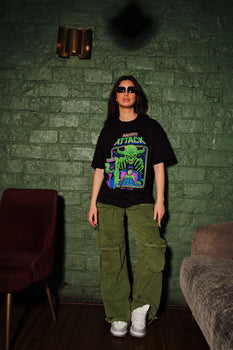 Bonkers Corner Anxiety Chase oversized T-shirt in XS, featuring bold graphic design and relaxed fit for casual wear.