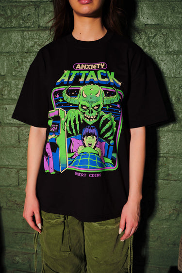 Bonkers Corner Anxiety Chase oversized T-shirt in XS with bold graphic design on front, casual fit, soft fabric, and relaxed style.