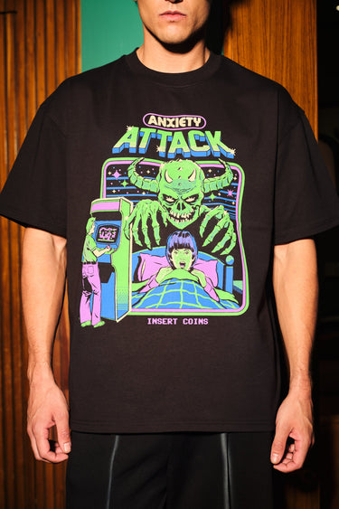 Bonkers Corner Anxiety Chase oversized T-shirt in XS, soft fabric with bold graphic print, relaxed fit for casual wear.