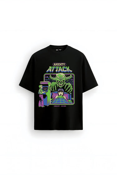 Bonkers Corner Anxiety Chase oversized T-shirt in XS with bold graphic print, casual fit, and soft fabric for comfortable wear.