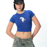 Bonkers Corner Aries Aura long length baby tee in white with Aries symbol graphic on the front.