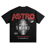 Bonkers Corner Astroworld Scott oversized T-shirt in black with graphic print, casual fit, front view.