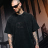 Faded oversized Bat Emblem T-shirt by Bonkers Corner featuring a large bat logo on soft, casual fabric.