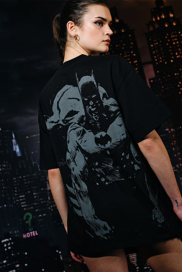 Bonkers Corner Batman Rage embroidered oversized T-shirt featuring a bold Batman graphic and vibrant design.
