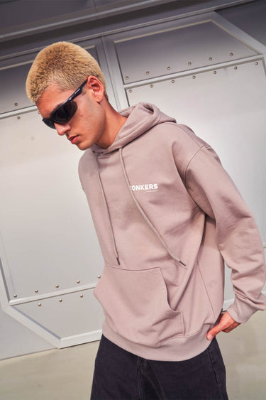Beige limited edition hoodie by Bonkers Corner, featuring a comfortable fit and unique design details.
