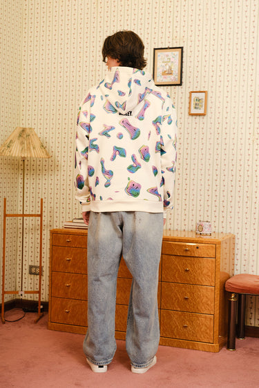 Beige Smiley Originals hoodie from Bonkers Corner featuring a playful smiley face design on the front.