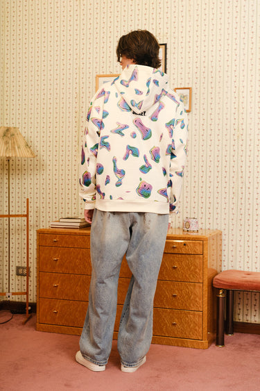 Beige Smiley Originals hoodie by Bonkers Corner featuring a casual fit and playful smiley face design.