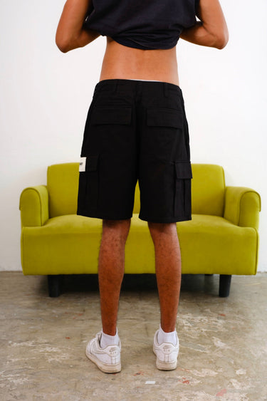 Black authentic utility shorts by Bonkers Corner, featuring a rugged design and multiple pockets, suitable for casual and outdoor wear.