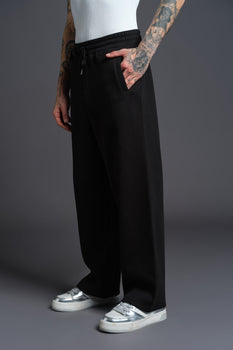 Black Bonkers Corner everyday joggers displayed on a model, featuring a comfortable fit and casual style.