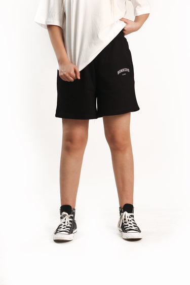 Black lounge shorts from Bonkers Corner, casual fit with elastic waistband, soft fabric for comfortable lounging or casual wear.