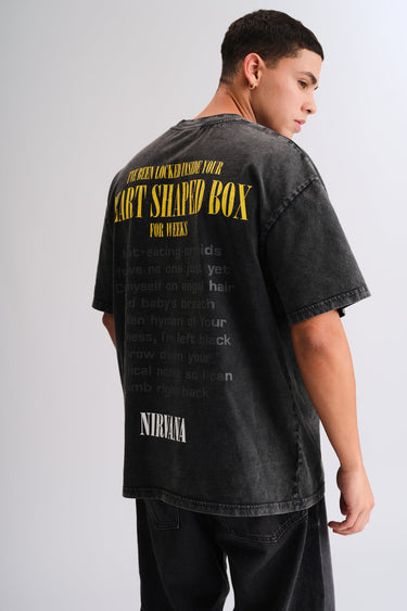 Black Nirvana oversized T-shirt by Bonkers Corner, featuring a relaxed fit and Nirvana band graphic on the front.