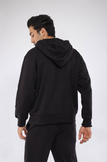 Black oversized heavyweight hoodie by Bonkers Corner featuring fleece material and signature design, displayed on a plain background.
